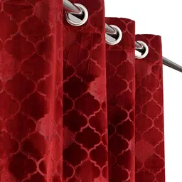 RIDHAAN Maroon 2 Pieces Ethinc Motifs Room Darkening Window Curtains-image-31