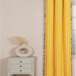 HOMEMONDE Yellow Geometric Room Darkening Long Door Curtain-image-12