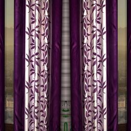 Panipat Textile Hub Purple & White 4 Pieces Floral Long Door Curtains-image-87