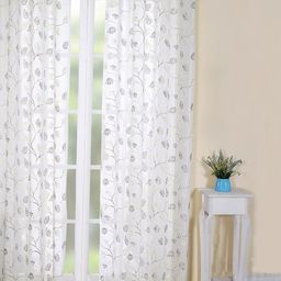 Soumya White & Grey Floral Printed Sheer Door Curtain-29