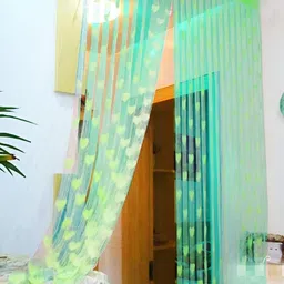 Panipat Textile Hub Green Self Design Semi-Sheer Door Curtains-image-31