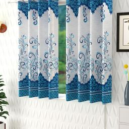 Panipat Textile Hub Blue & White 4 Pieces Floral Printed Window Curtains-image-54