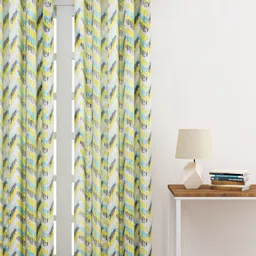HAPPY HUES Yellow & Black Geometric Printed Door Curtain-45