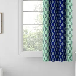 SWAYAM Teal & Green Ethnic Motifs Room Darkening Window Curtain-image-94