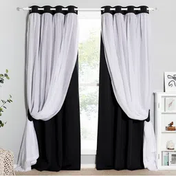BFAM Black & White Black Out Window Curtain-39