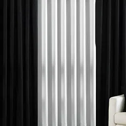 Panipat Textile Hub White & Black 3 Pieces Door Curtains-image-14