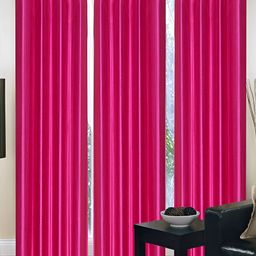 Panipat Textile Hub Pink 3 Pieces Semi Transparent Window Curtain-image-80
