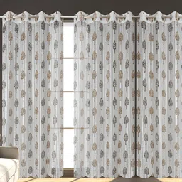 Panipat Textile Hub Grey & Beige 4 Pieces Floral Door Curtain-9