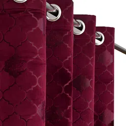 RIDHAAN Burgundy 2 Pieces Ethnic Motifs Room Darkening Window Curtains-picture-8