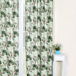 Soumya Green & White Floral Printed Room Darkening Door Curtain-image-81