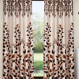 Home Sizzler Brown & Beige  2 Pieces Floral Window Curtains-image-68