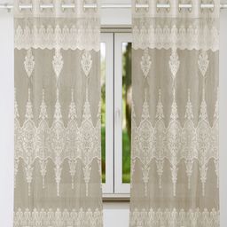 Kuber Industries Cream & White 2 Pieces Room Darkening Window Curtain-50
