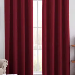 Home Sizzler Maroon 2 Pieces Solid Black Out Long Door Curtain-image-18