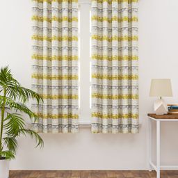 HAPPY HUES Off White & Multicoloured Striped Window Curtain-21