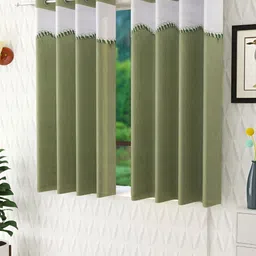 Panipat Textile Hub Green & White 2 Pieces Window Curtains-image-50