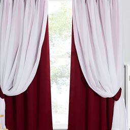 BFAM Maroon and White Black Out Door Curtain-image-52