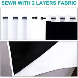 BFAM White 2 Pieces Black Out Window Curtains-image-52