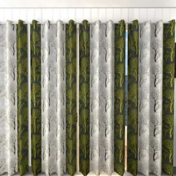 Panipat Textile Hub Green & Off White 4 Pieces Floral Long Door Curtains-image-40