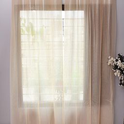 Panipat Textile Hub Beige Self Design Net Sheer Window Curtains-16