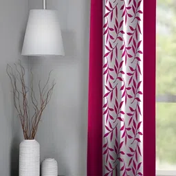 Panipat Textile Hub Pink & White Floral Window Curtain-10