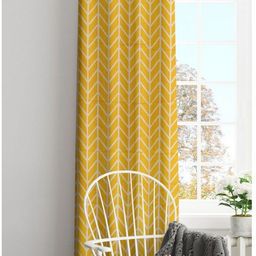 HOMEMONDE Yellow & White Geometric Cotton Room Darkening Long Door Curtain-image-50
