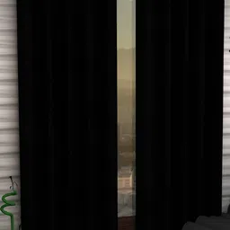 Panipat Textile Hub Black 2 Pcs Long Door Curtains-image-59