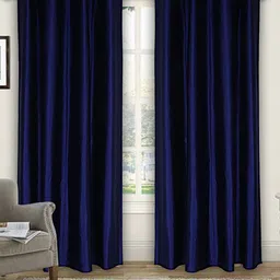 Kuber Industries Blue 2 Pieces Silk Black Out Door Curtains-image-74