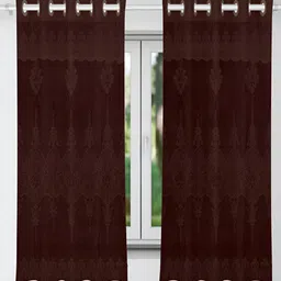 Kuber Industries Brown 2 Pieces Ethnic Motifs Room Darkening Window Curtain-image-34