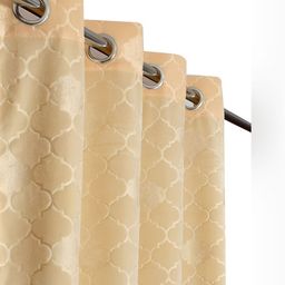 RIDHAAN Cream Coloured 2 Pcs Texture Room Darkening Window Curtains-image-24