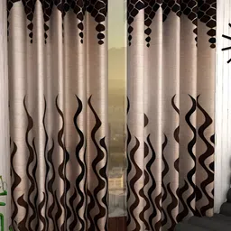 Panipat Textile Hub Brown & Beige 4 Pieces Floral Eyelet Long Door Curtains-image-72