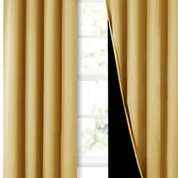 BFAM Yellow 2 Pieces Black Out Door Curtains-11