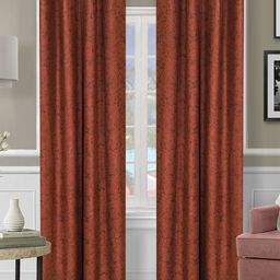 ROMEE Brown Set of 2 Self Design Room Darkening Long Door Curtain-2