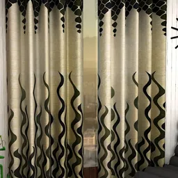 Panipat Textile Hub Green & Black 2 Pieces Geometric Room Darkening Door Curtain-image-67