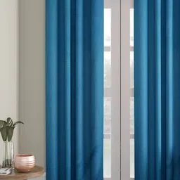 Aura Blue Room Darkening Long Door Curtain-image-39