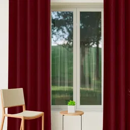 CURIOUS LIFESTYLE Maroon Set of 2 Room Darkening Window Curtain-28