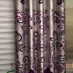 Panipat Textile Hub Purple & Beige Floral Printed Eyelet Long Door Curtains-50