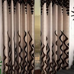 Panipat Textile Hub Black & Beige 2 Pieces Window Curtains-image-40