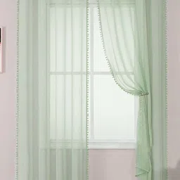 URBAN SPACE Green 2-Piece Sheer Window Curtains-image-71