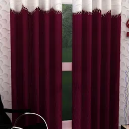 Panipat Textile Hub Maroon & White 2 Pieces Floral Printed Window Curtains-image-9