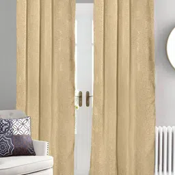 Saral Home Gold Toned 2 Pieces Geometric Printed Door Blackout Curtains-image-98