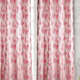 Fresh From Loom Pink & White Set of 2 Room Darkening Door Curtain-image-21