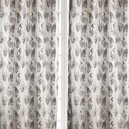 Fresh From Loom White & Grey Set of 2 Room Darkening Window Curtain-image-94