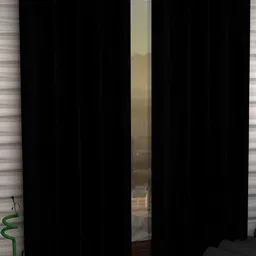 Panipat Textile Hub Black 2 Pieces Long Door Curtains-image-61