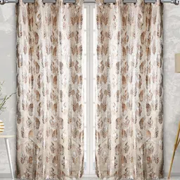 Fresh From Loom Brown & White Set of 2 Room Darkening Long Door Curtain-image-95