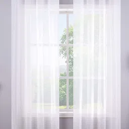 URBAN SPACE White 2 Pieces Sheer Long Door Curtain-27