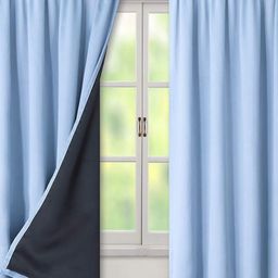BFAM Blue & Black Black Out Long Door Curtain-image-102