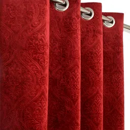 Panipat Textile Hub Maroon 2 pieces Abstract Room Darkening Door Curtain-image-73