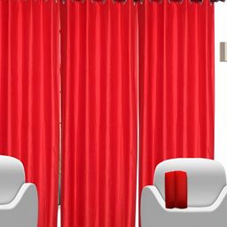 Panipat Textile Hub Red 3 Pieces Long Door Curtain-image-88