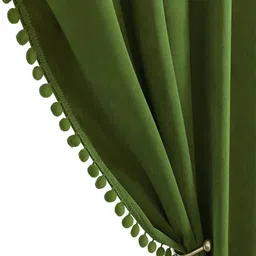 STITCHNEST Olive Green Velvet Black Out Window Curtain-image-97