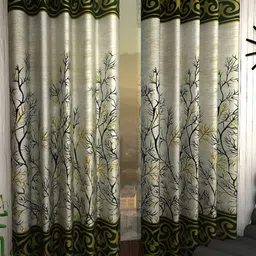Panipat Textile Hub Green & White 2 Pieces Floral Printed Door Curtains-image-71